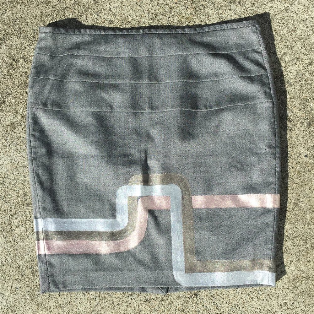 Zara Mixed Metals Painted Pencil Skirt - size 12